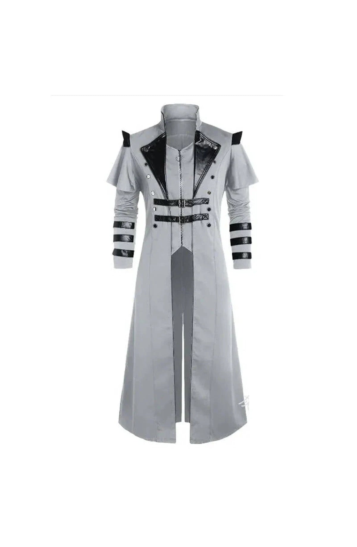 Men's Gothic Victorian Halloween Jacket | Polyester with Lining, Faux Leather Trim and 2 Inner Pockets | Black or Gray, S to 5XL