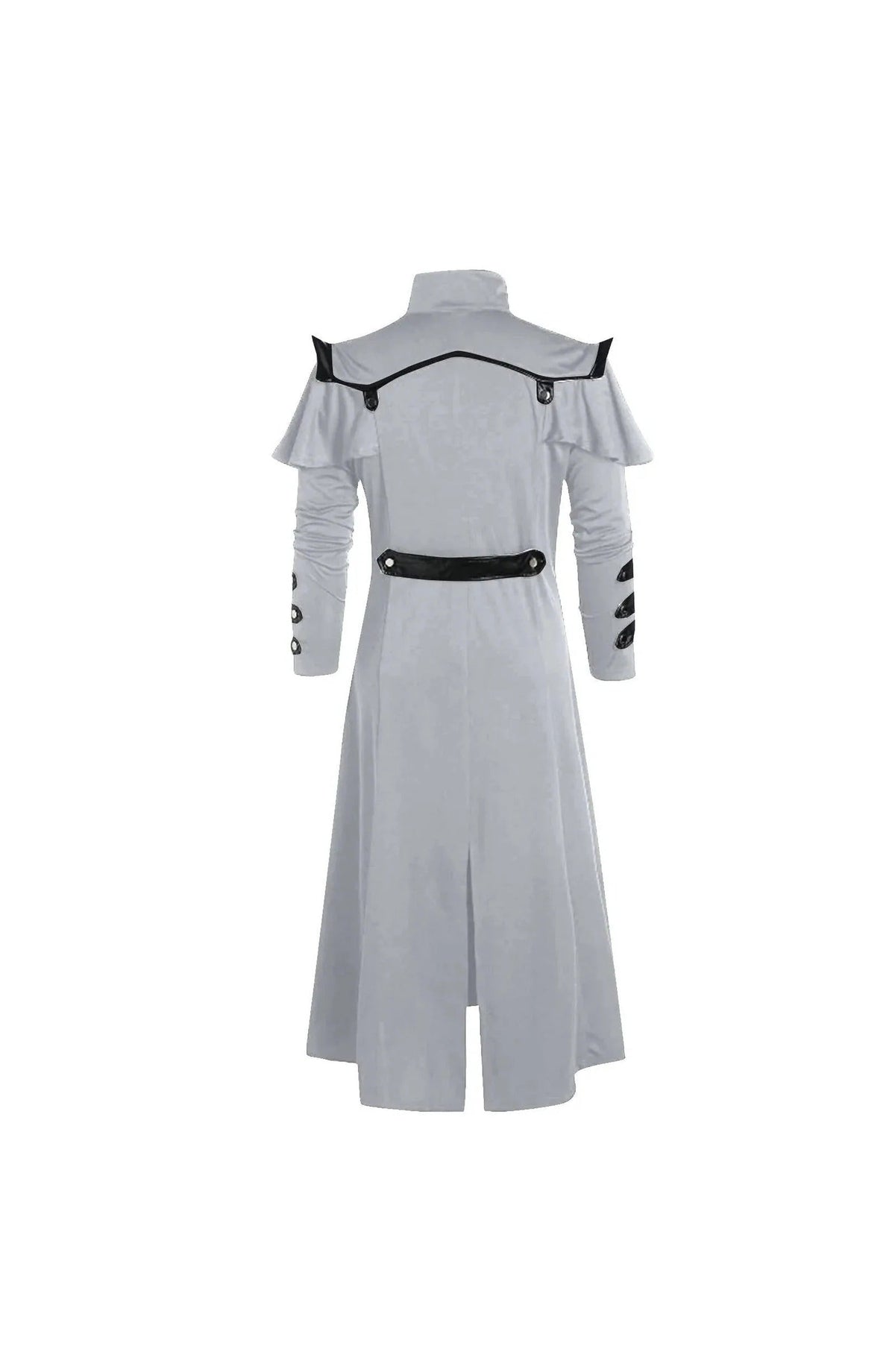 Men's Gothic Victorian Halloween Jacket | Polyester with Lining, Faux Leather Trim and 2 Inner Pockets | Black or Gray, S to 5XL