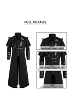 Men's Gothic Victorian Halloween Jacket | Polyester with Lining, Faux Leather Trim and 2 Inner Pockets | Black or Gray, S to 5XL