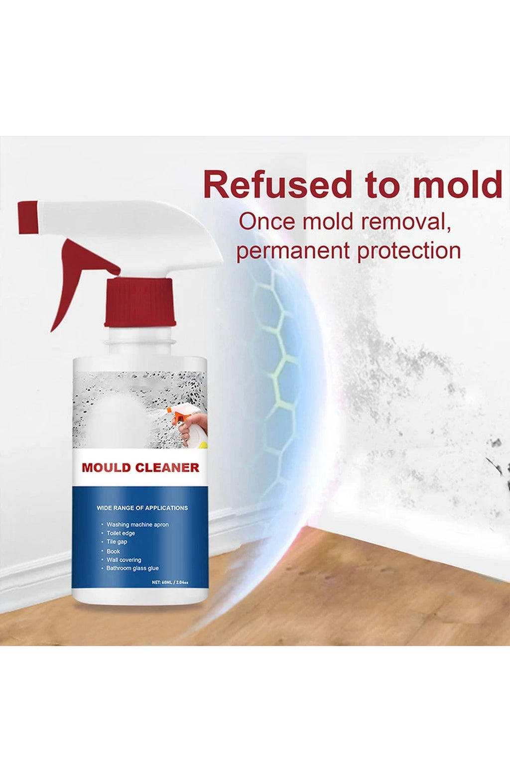 Mildew Cleaner Foam, 60 ml | Removes Mold and Mildew Stains from Tile Grout, Showers, Sealant and Walls | No Scrubbing Needed