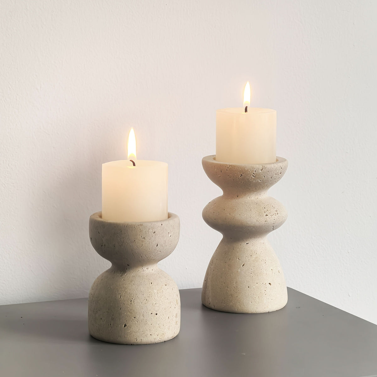 Natural Marble & Travertine Candle Holders | Small or Large