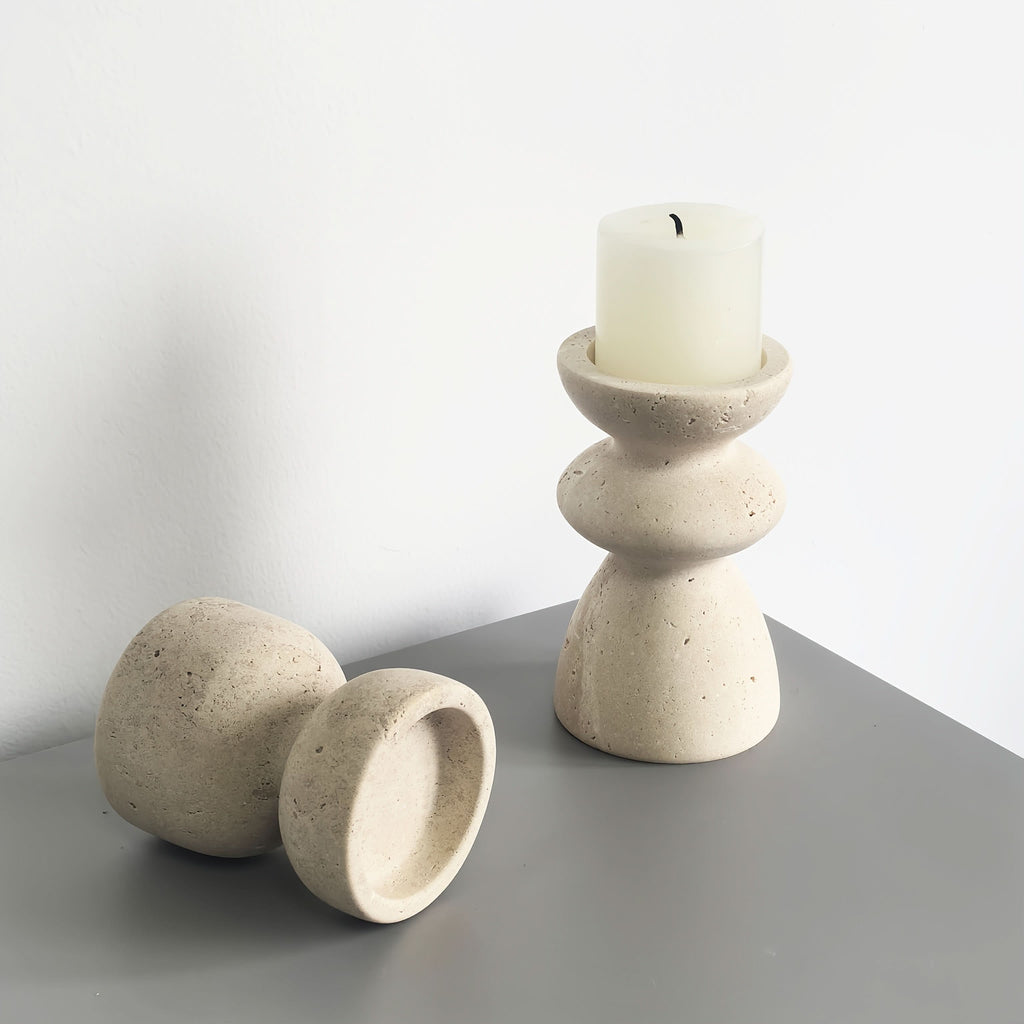 Natural Marble & Travertine Candle Holders | Small or Large