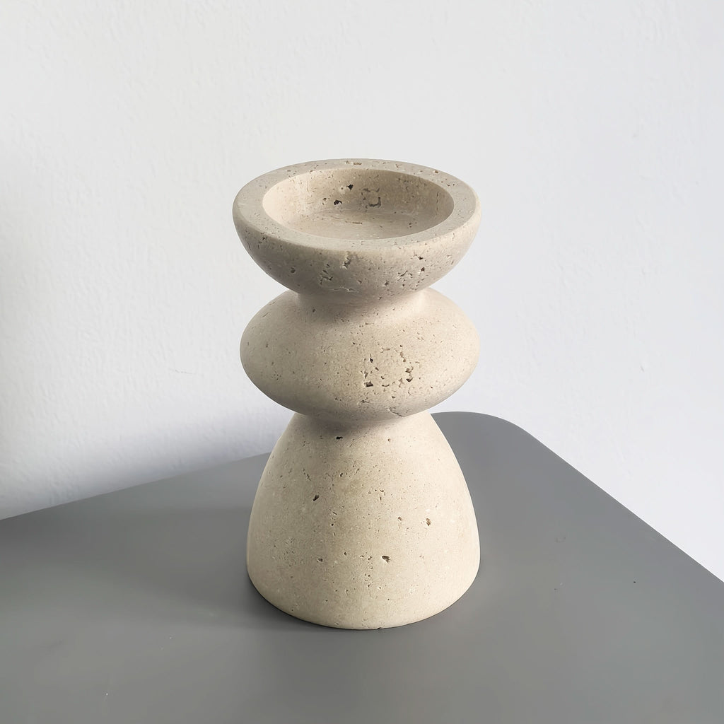 Natural Marble & Travertine Candle Holders | Small or Large