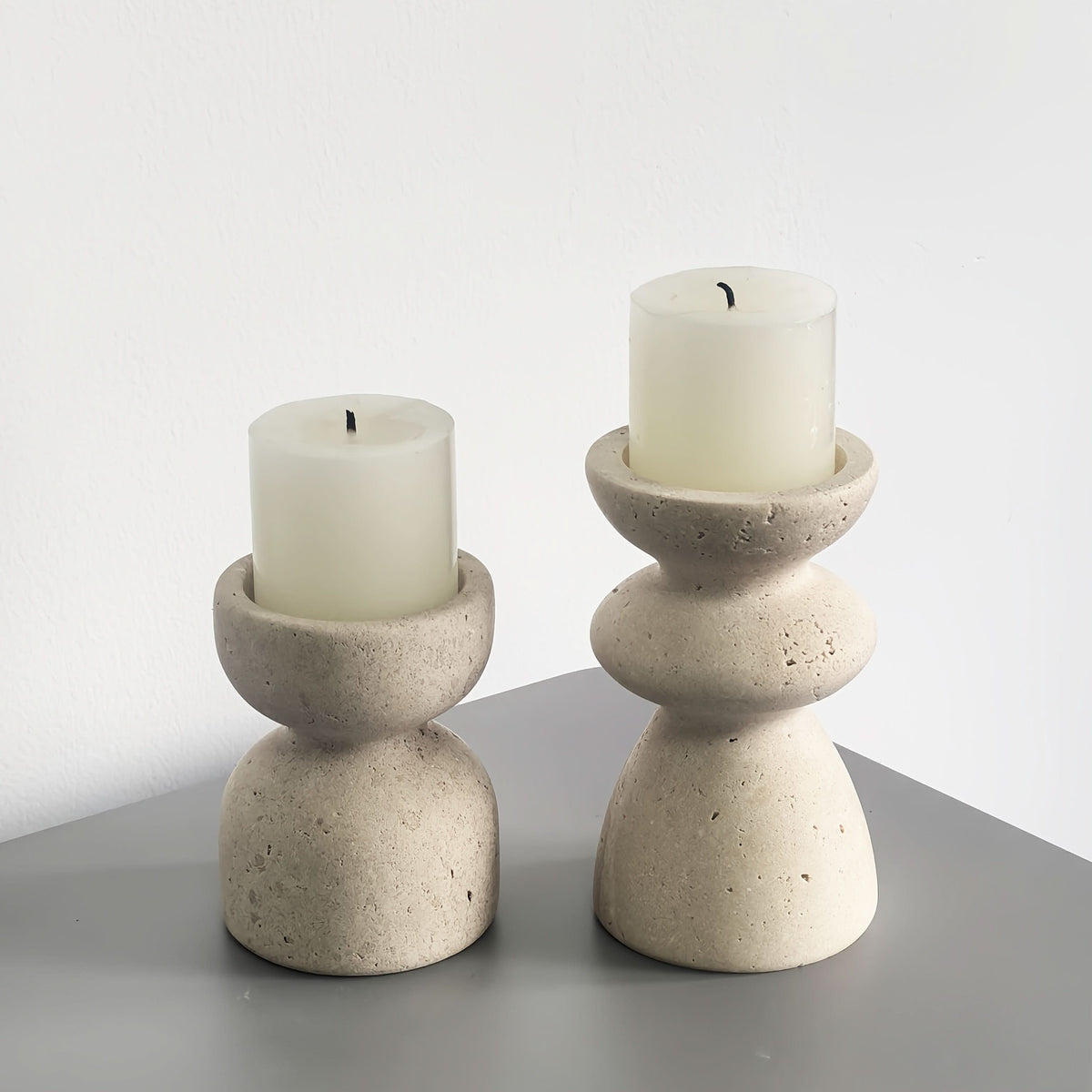 Natural Marble & Travertine Candle Holders | Small or Large