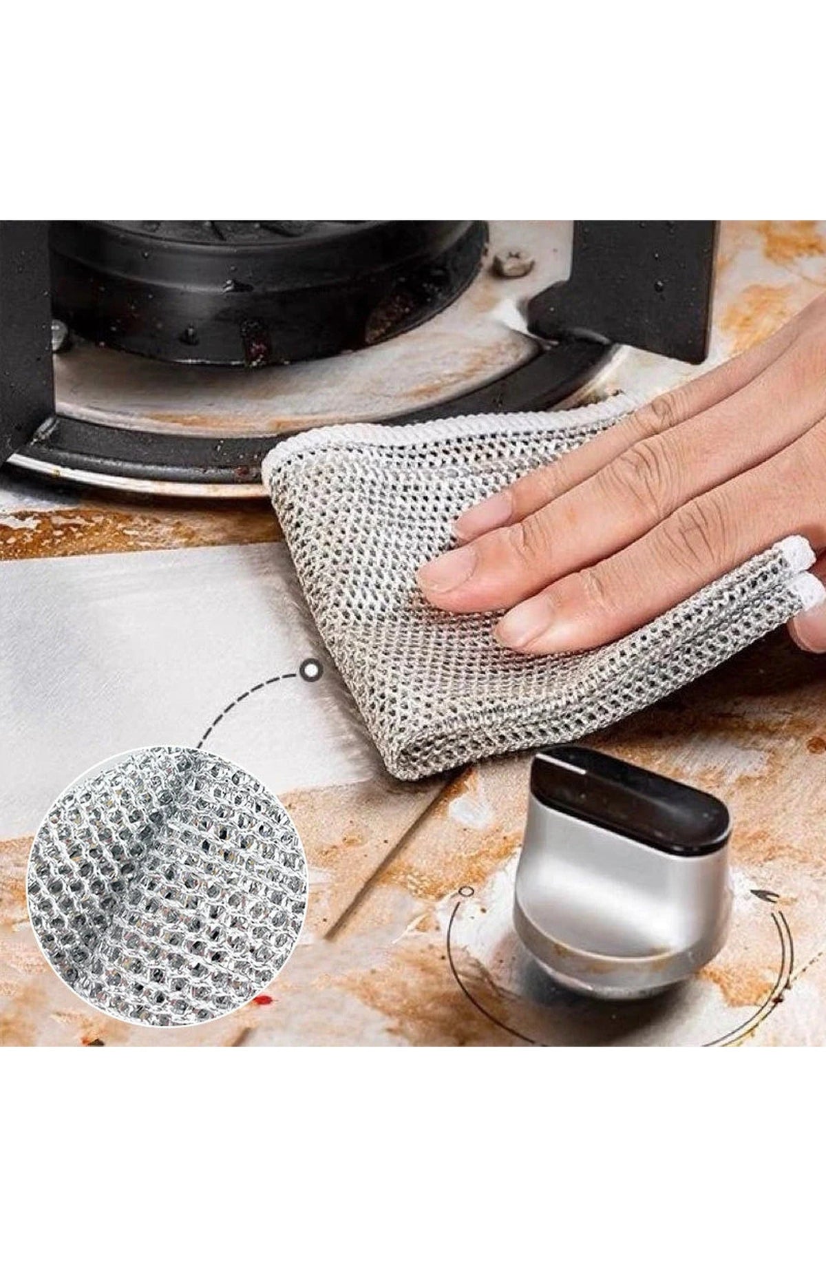 Non-Scratch Wire Dishcloth | Nylon Mesh Scrub Cloth That Rinses Clean and Dries Fast | For Dishes, Pots, Pans and Countertops