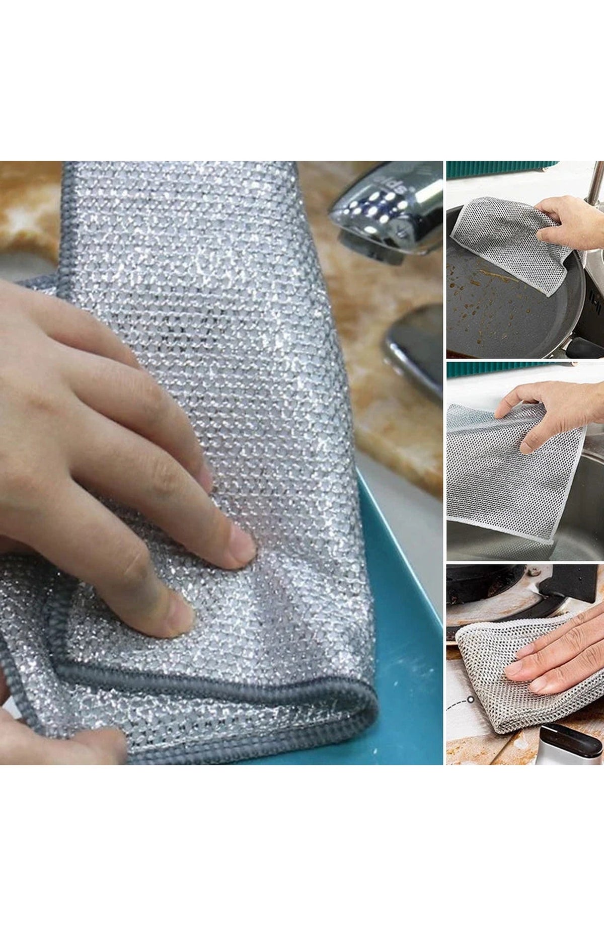Non-Scratch Wire Dishcloth | Nylon Mesh Scrub Cloth That Rinses Clean and Dries Fast | For Dishes, Pots, Pans and Countertops