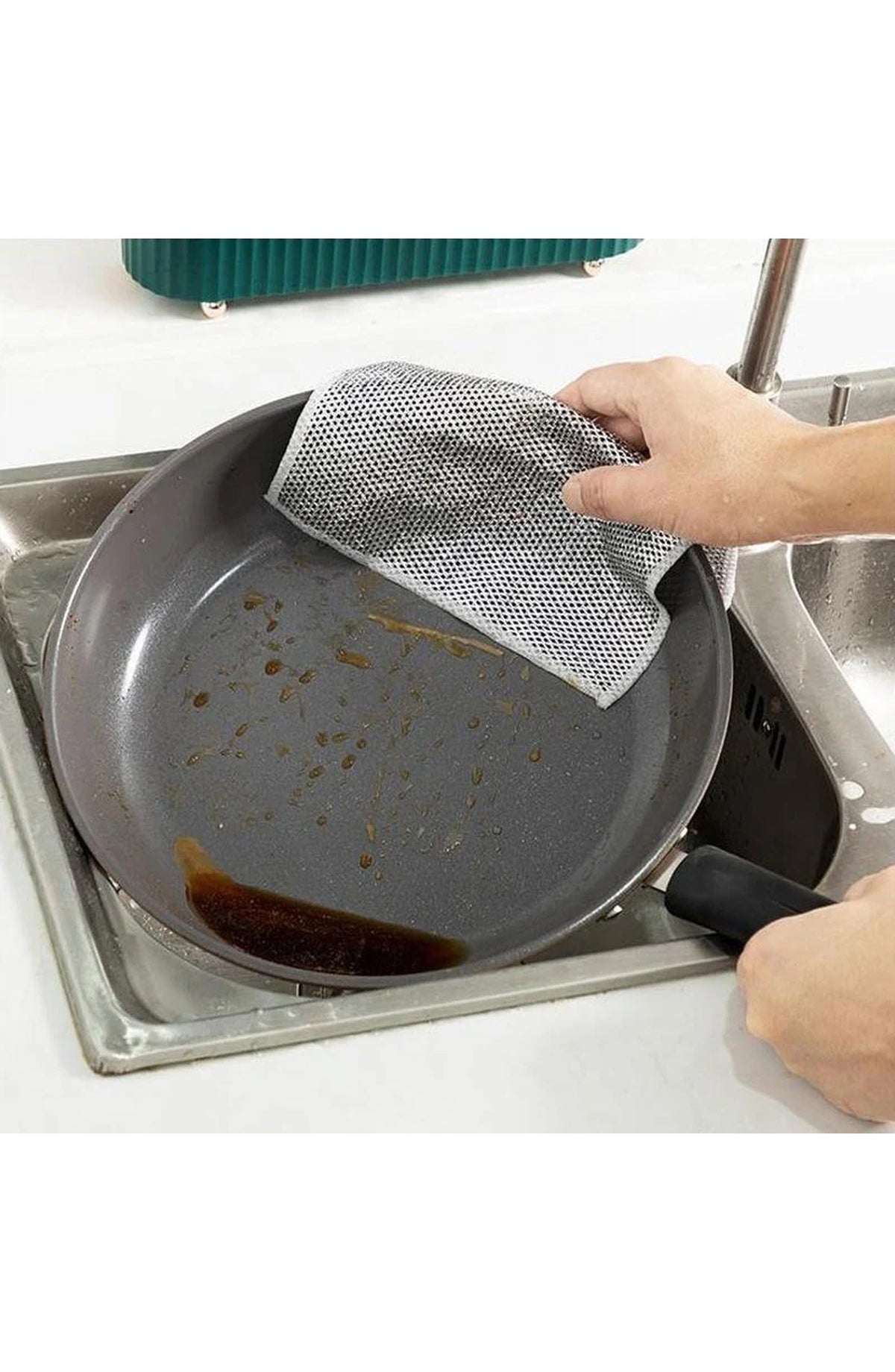 Non-Scratch Wire Dishcloth | Nylon Mesh Scrub Cloth That Rinses Clean and Dries Fast | For Dishes, Pots, Pans and Countertops