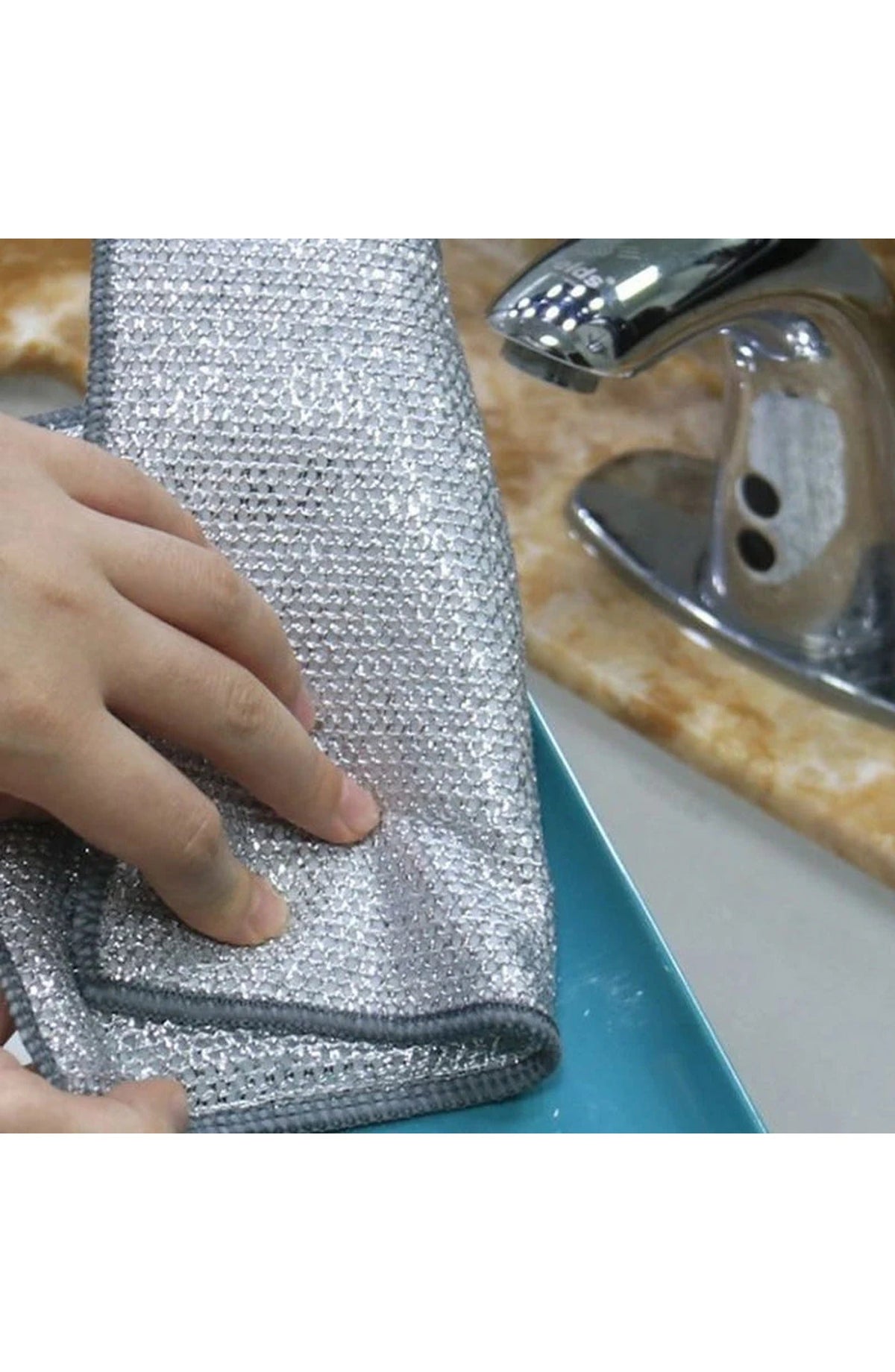 Non-Scratch Wire Dishcloth | Nylon Mesh Scrub Cloth That Rinses Clean and Dries Fast | For Dishes, Pots, Pans and Countertops