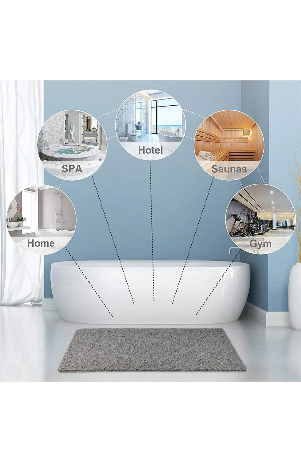Non-Slip Shower Mat for Bath and Shower | Non-Slip Surface for Stable Footing on Wet Floors | Easy to Place and Remove | 3 Sizes