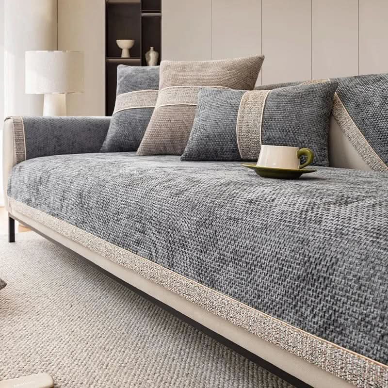 Non-Slip Sofa Cover, 100% Polyester Knit – Dark Grey