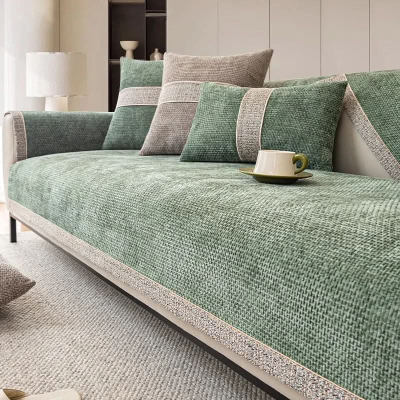 Non-Slip Sofa Cover, 100% Polyester Knit – Green