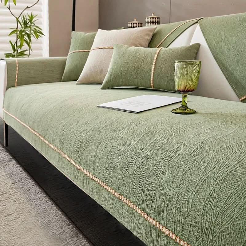 Non-Slip Sofa Cover, 100% Polyester Knit – Light Green