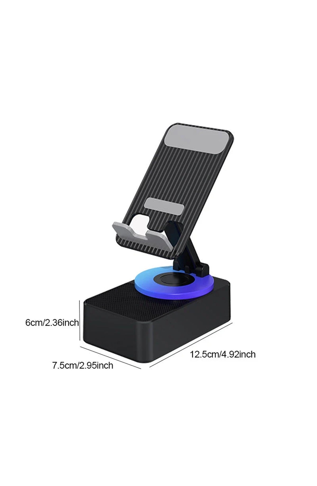 Phone Stand with Bluetooth 5.0 Speaker and Power Bank | 360 Degree Rotating Holder, 1200 mAh for About 5 Hours | Grey or Black