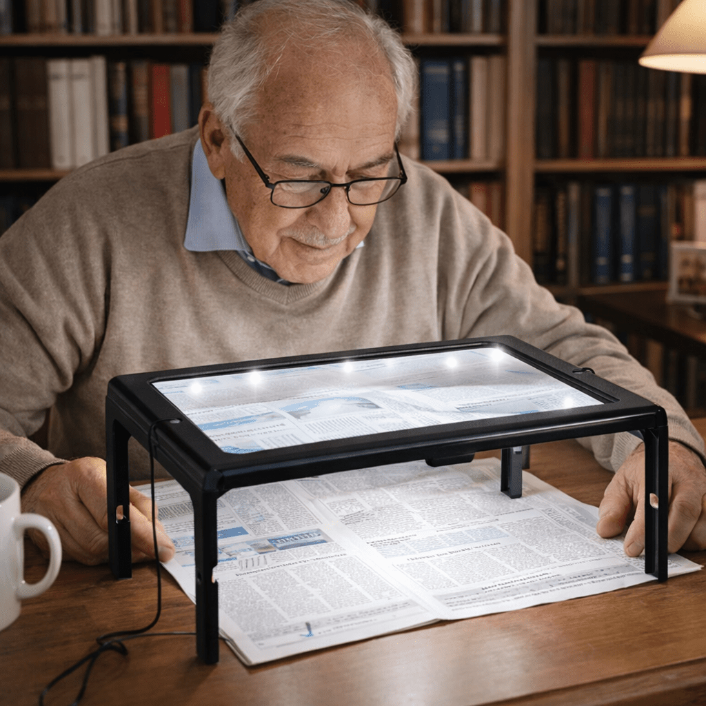 Portable 3x LED Lens Magnifier 10.6 x 8.1 In | 4 Built-In LED Lights