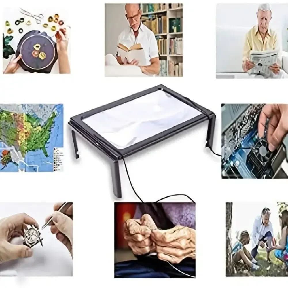 Portable 3x LED Lens Magnifier 10.6 x 8.1 In | 4 Built-In LED Lights