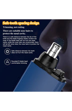 Portable Nose and Ear Hair Trimmer | Waterproof, One-Button Rotary Trimmer with Rounded Head and Protective Cap | Black or Blue