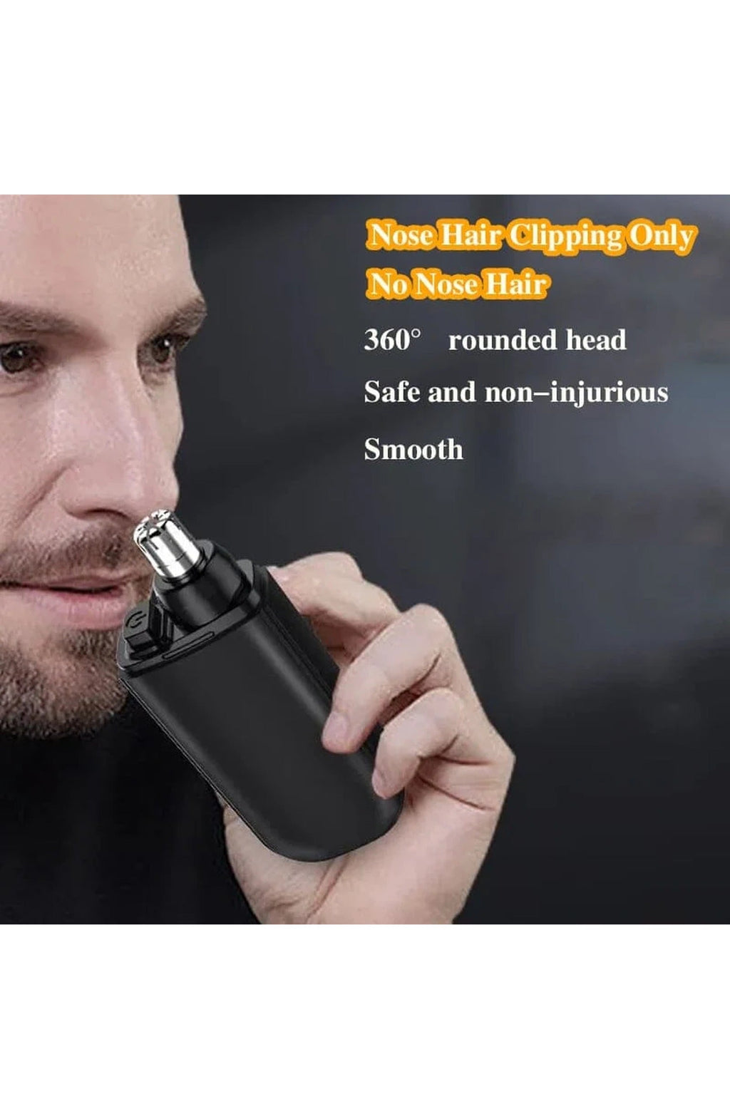 Portable Nose and Ear Hair Trimmer | Waterproof, One-Button Rotary Trimmer with Rounded Head and Protective Cap | Black or Blue