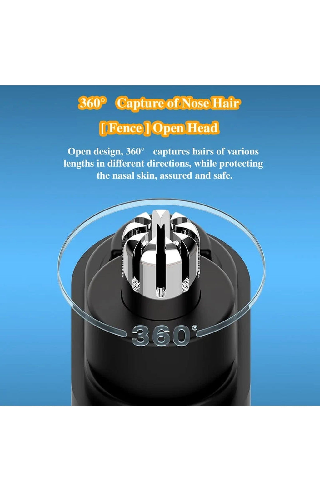 Portable Nose and Ear Hair Trimmer | Waterproof, One-Button Rotary Trimmer with Rounded Head and Protective Cap | Black or Blue