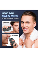 Portable Nose and Ear Hair Trimmer | Waterproof, One-Button Rotary Trimmer with Rounded Head and Protective Cap | Black or Blue