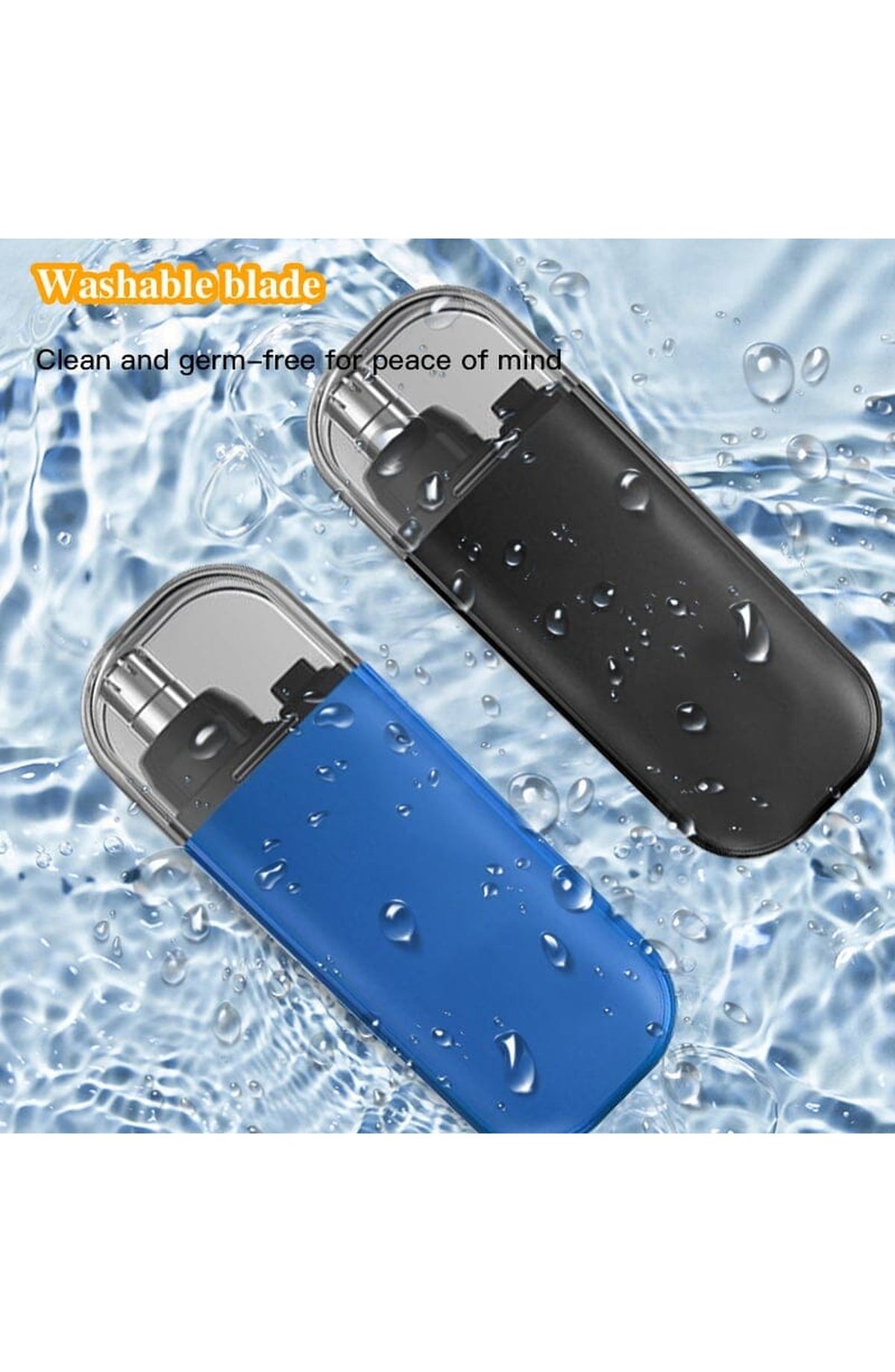 Portable Nose and Ear Hair Trimmer | Waterproof, One-Button Rotary Trimmer with Rounded Head and Protective Cap | Black or Blue – Black x1 + Blue x1