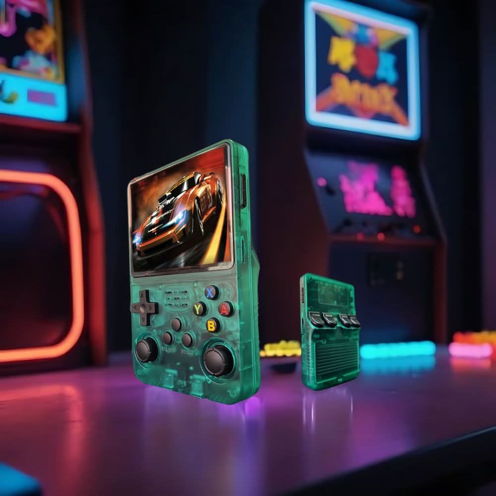 Portable Retro Handheld Gaming Console 3.5in HD Display – Green