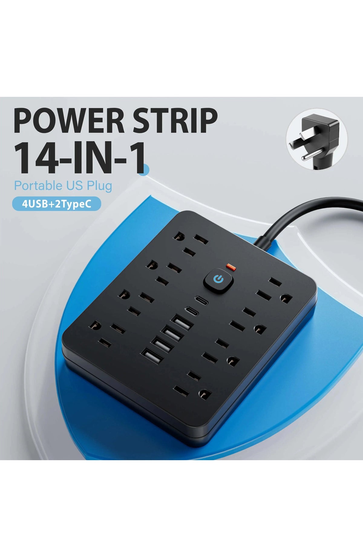 Power Strip with Surge Protector and 8 AC Outlets - view 3