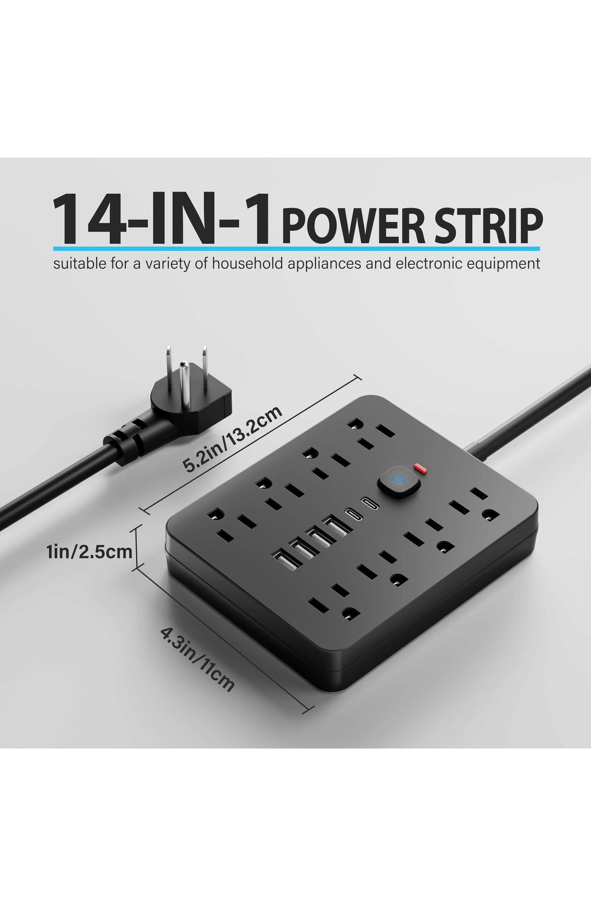 Power Strip with Surge Protector and 8 AC Outlets - view 4
