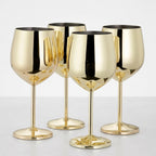 Stainless Steel Wine Glasses, Gold Shatterproof Metal Wine Cups – 500 ml