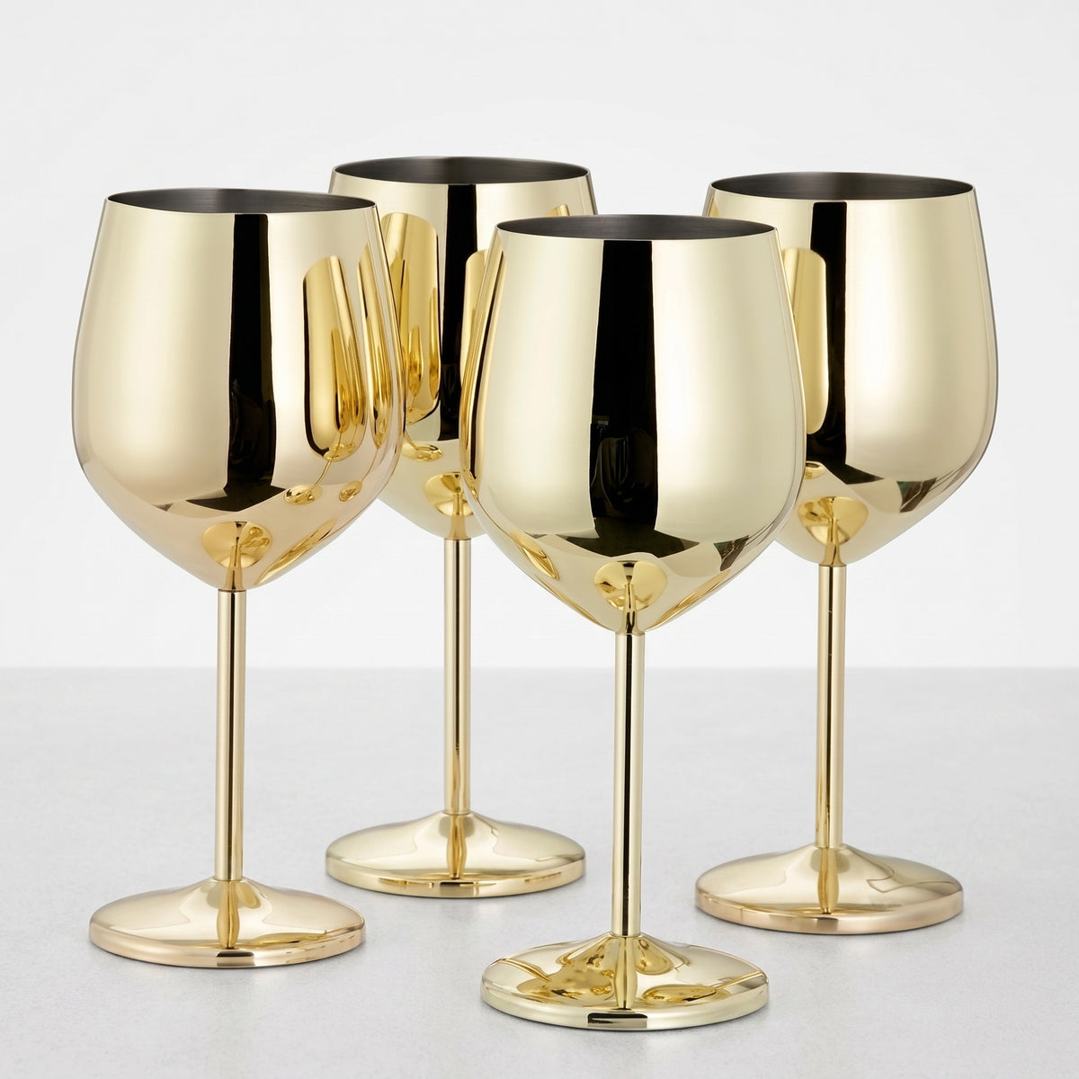 Stainless Steel Wine Glasses, Gold Shatterproof Metal Wine Cups – 500 ml