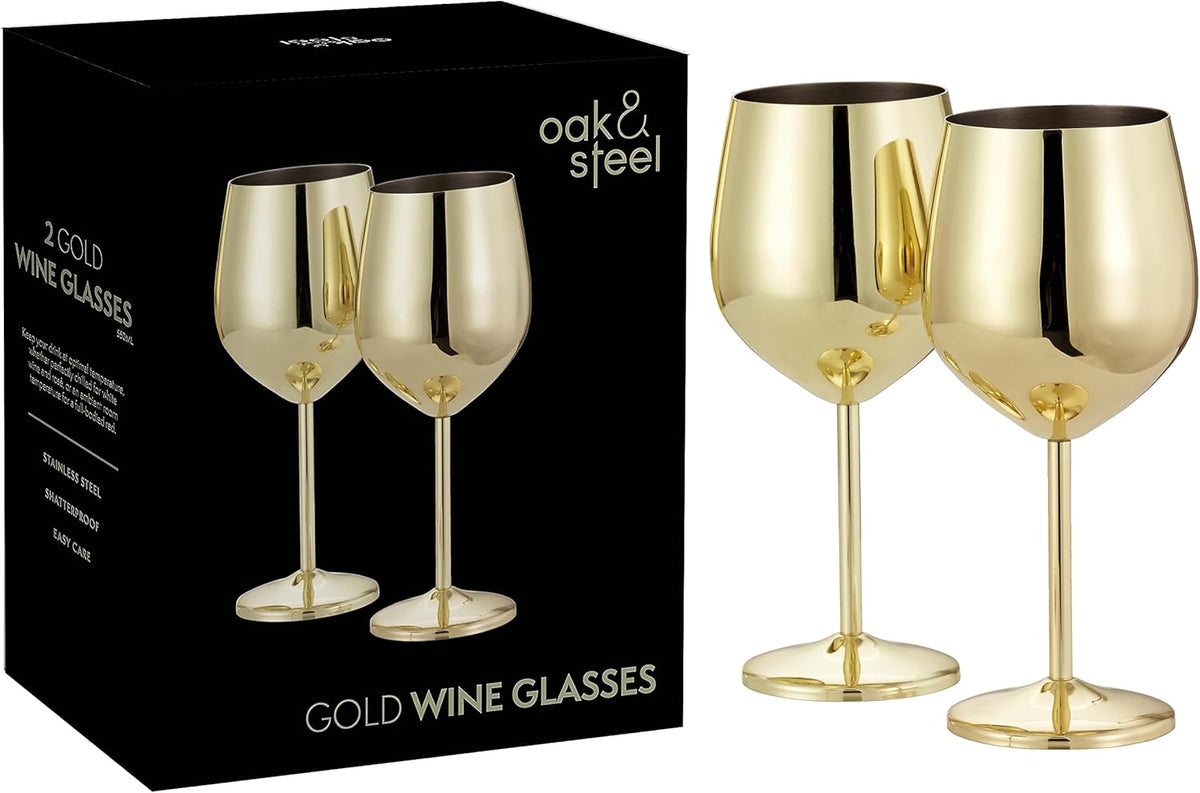 Stainless Steel Wine Glasses, Gold Shatterproof Metal Wine Cups – 500 ml