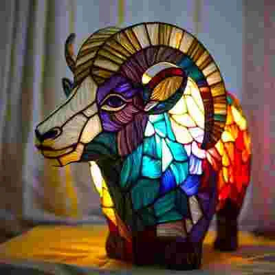 Stained Glass Style Animal Table Lamp - Resin LED Accent Light