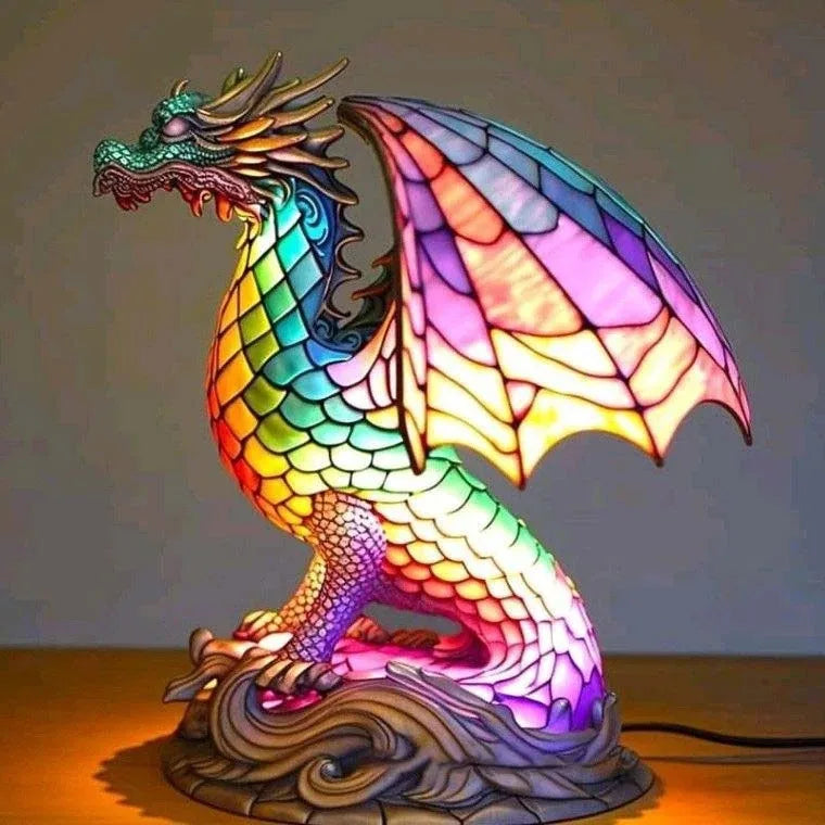 Stained Glass Style Animal Table Lamp - Resin LED Accent Light