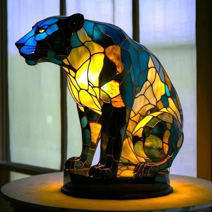 Stained Glass Style Animal Table Lamp - Resin LED Accent Light