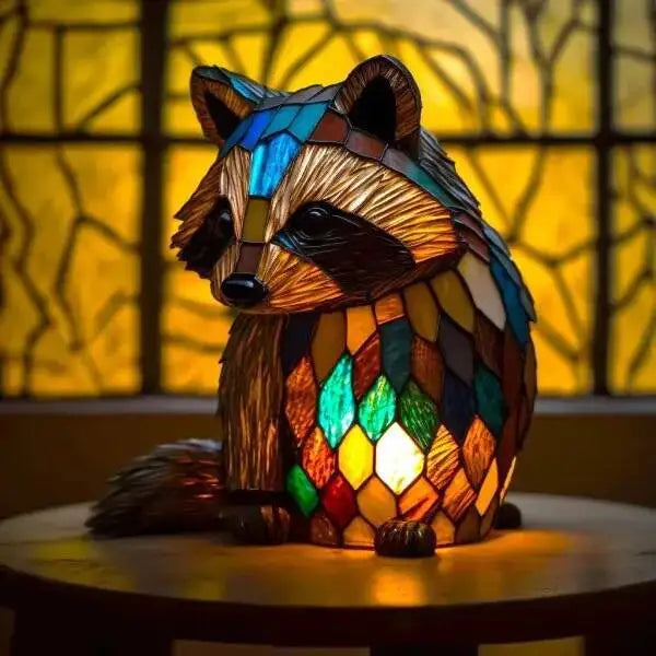 Stained Glass Style Animal Table Lamp - Resin LED Accent Light
