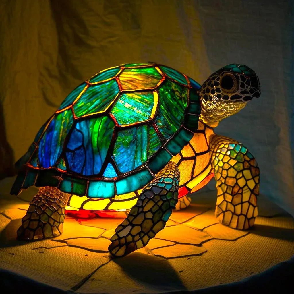 Stained Glass Style Animal Table Lamp - Resin LED Accent Light
