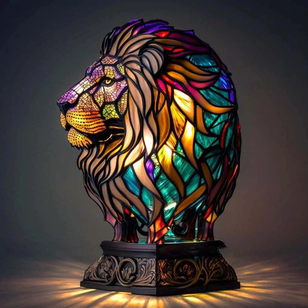 Stained Glass Style Animal Table Lamp - Resin LED Accent Light