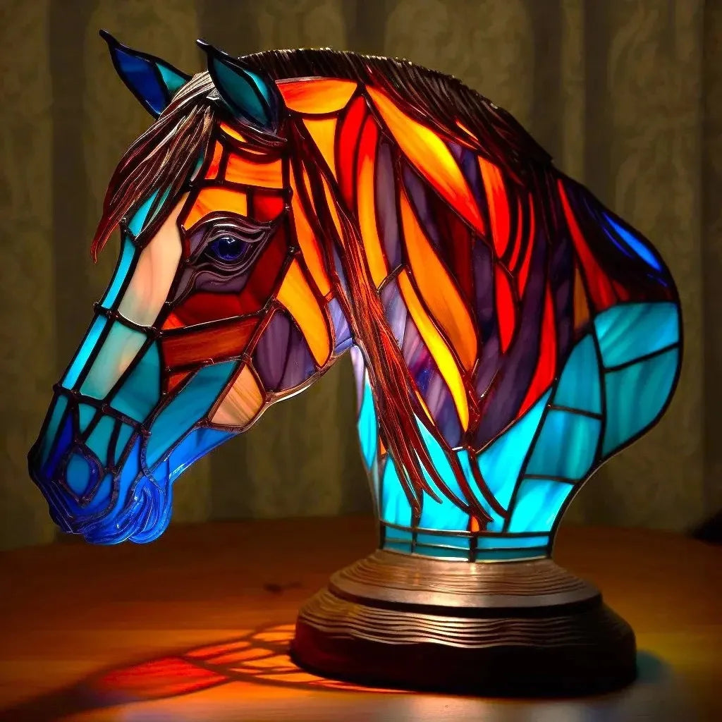 Stained Glass Style Animal Table Lamp - Resin LED Accent Light