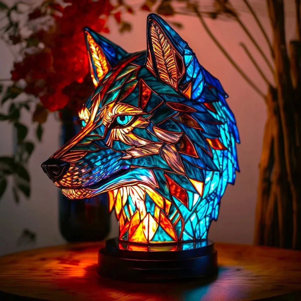 Stained Glass Style Animal Table Lamp - Resin LED Accent Light