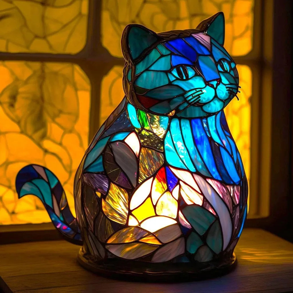 Stained Glass Style Animal Table Lamp - Resin LED Accent Light