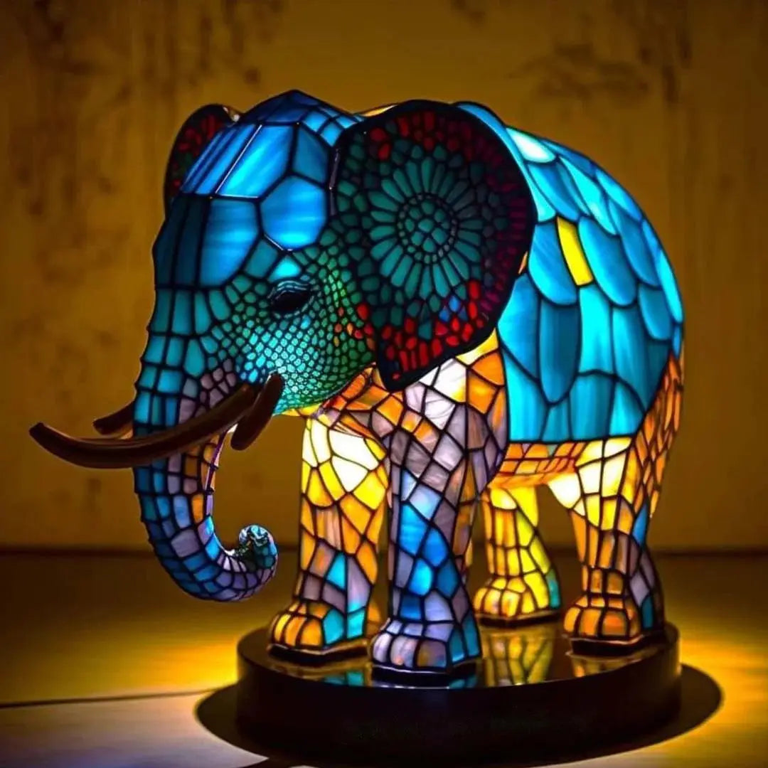 Stained Glass Style Animal Table Lamp - Resin LED Accent Light
