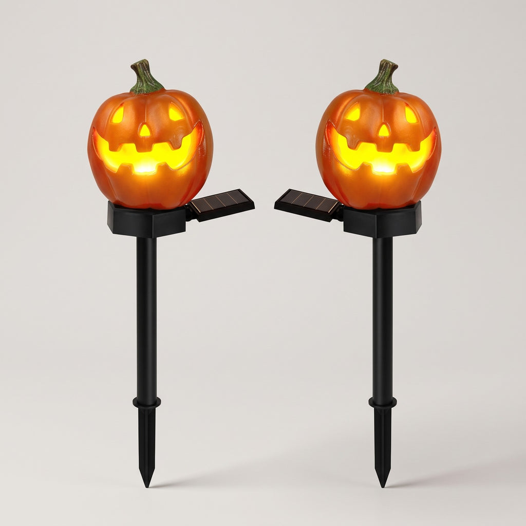 Pumpkin Decor Pathway Lights - Solar Jack-o-Lantern Stakes