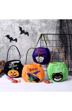 Pumpkin Halloween Treat Bag for Kids | 9.8 x 5.1 In Brushed Cloth with Adjustable Strap and Strong Seams | 4 Colors, Reusable
