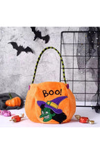 Pumpkin Halloween Treat Bag for Kids | 9.8 x 5.1 In Brushed Cloth with Adjustable Strap and Strong Seams | 4 Colors, Reusable