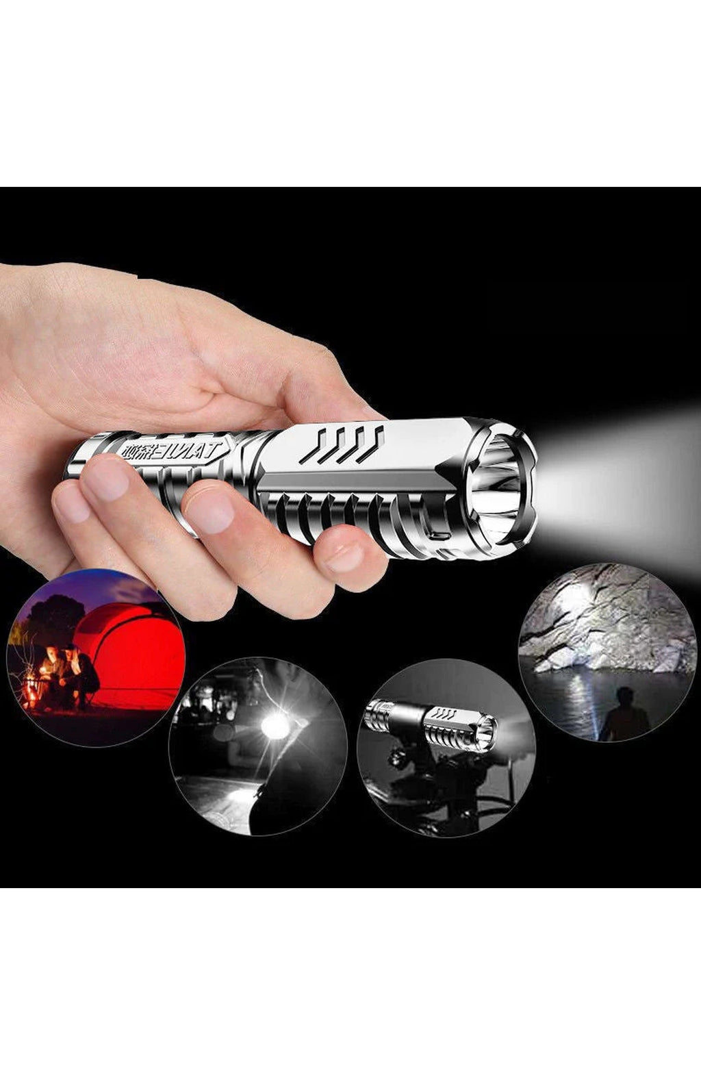 Rechargeable Tactical LED Flashlight | Aluminum Body, 3 Modes: High, Low, Strobe, Water and Dust Resistant | For Camping or Hiking