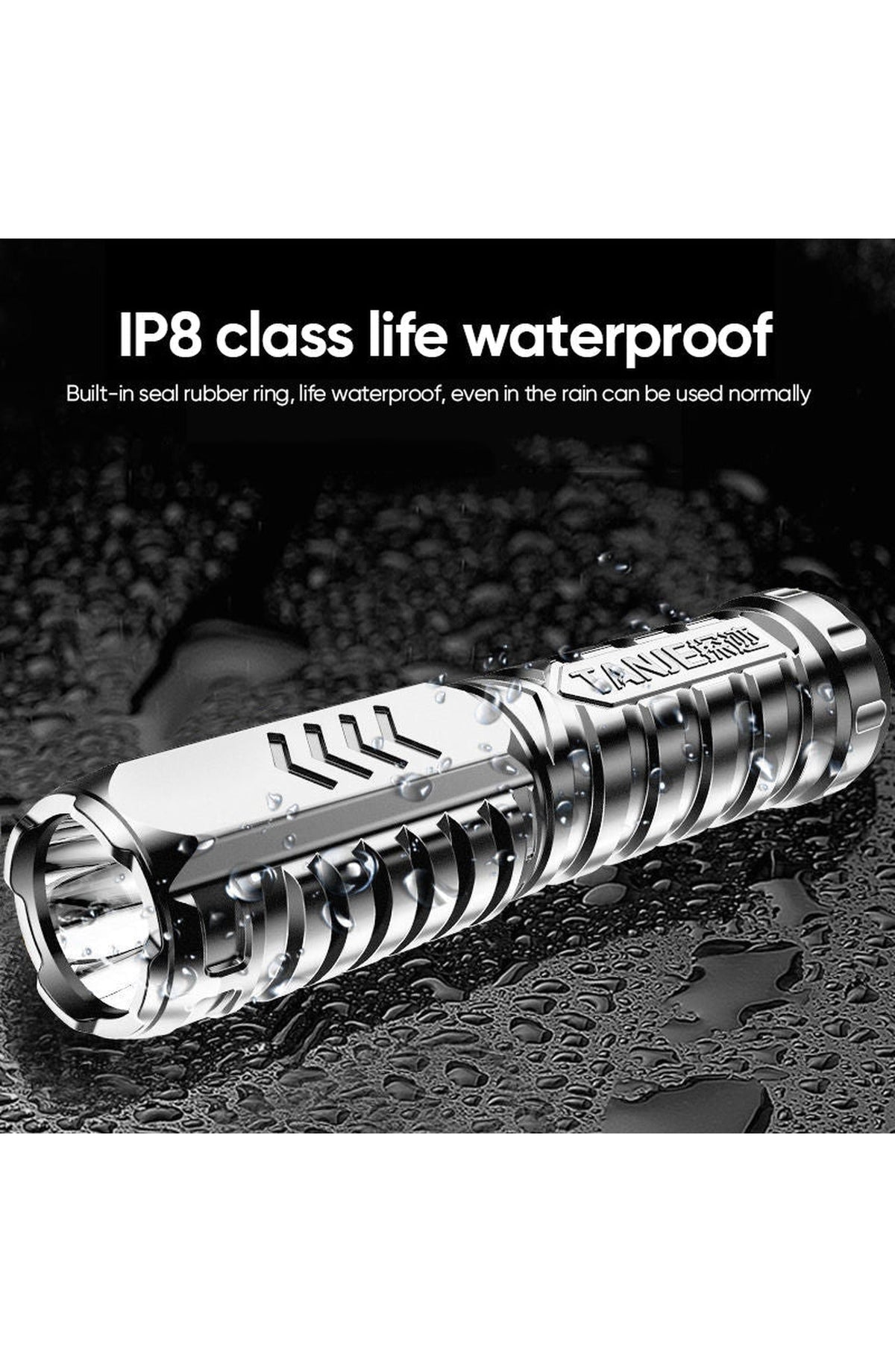 Rechargeable Tactical LED Flashlight | Aluminum Body, 3 Modes: High, Low, Strobe, Water and Dust Resistant | For Camping or Hiking