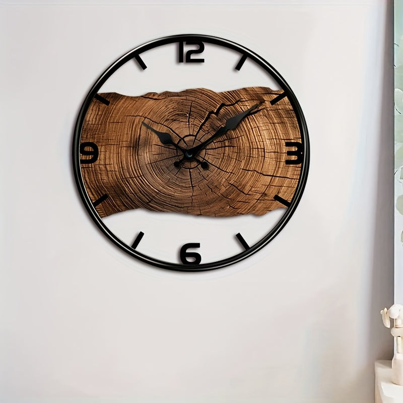 Round Carved Wooden Wall Clock | Silent Non-Ticking Movement