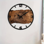 Round Carved Wooden Wall Clock | Silent Non-Ticking Movement