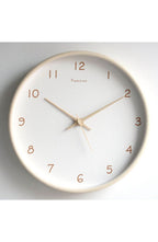 Silent Solid Wood Analog Wall Clock | Quiet Non-Ticking Movement, Battery Operated | For Bedroom or Office | Cream or Brown