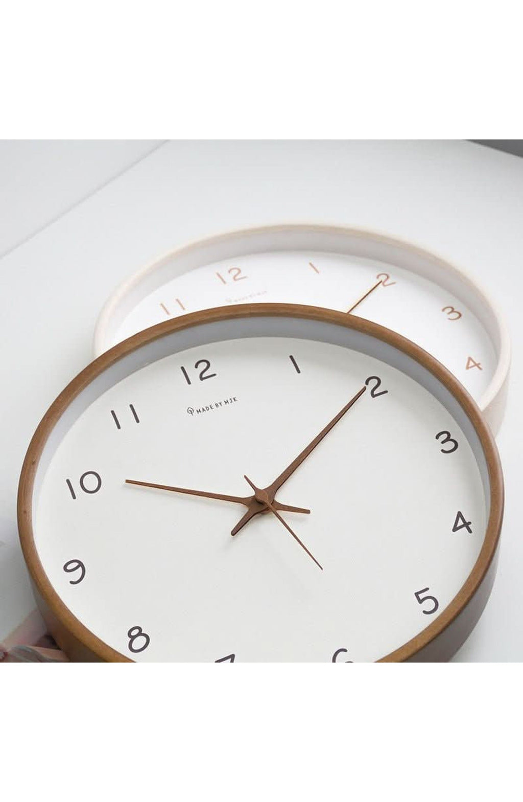Silent Solid Wood Analog Wall Clock | Quiet Non-Ticking Movement, Battery Operated | For Bedroom or Office | Cream or Brown