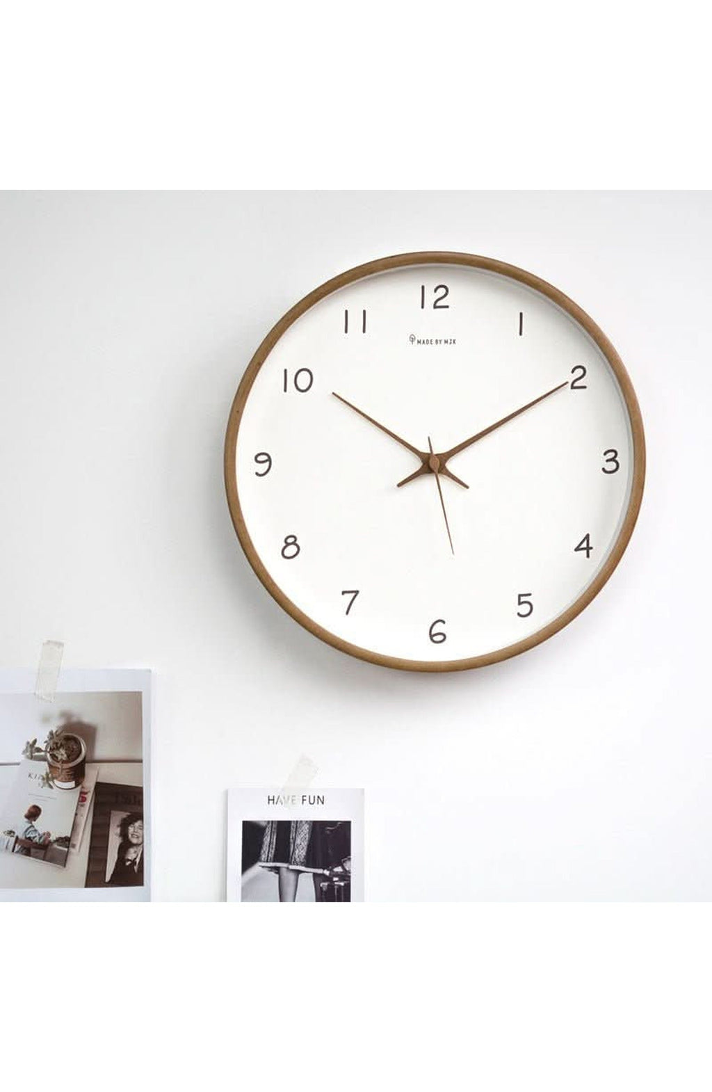 Silent Solid Wood Analog Wall Clock | Quiet Non-Ticking Movement, Battery Operated | For Bedroom or Office | Cream or Brown